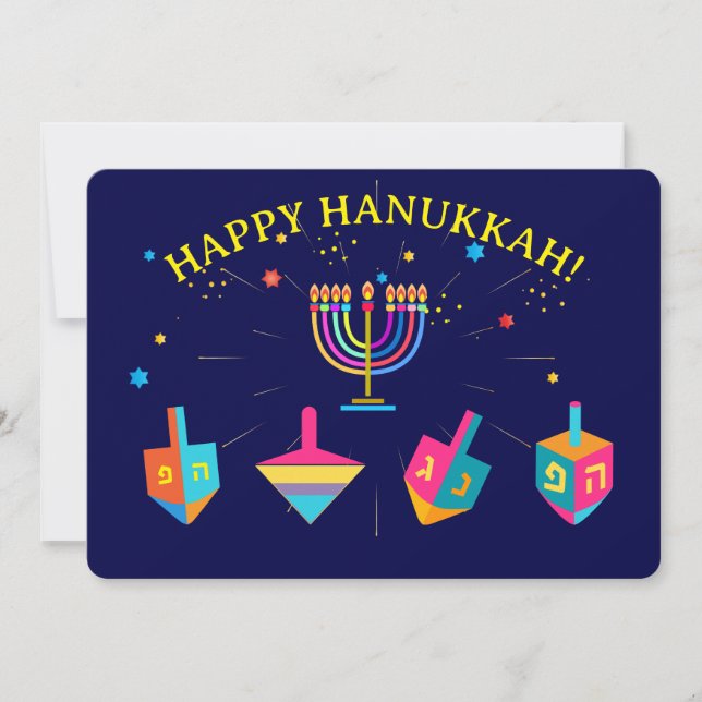 Happy Hanukkah Gold Menorah Jewish Holiday (Front)