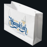 "Happy Hanukkah"  Gold Menorah Large Gift Bag<br><div class="desc">"Happy Hanukkah"  Gold Menorah design.</div>