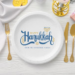 "Happy Hanukkah"  Gold Menorah Paper Plate<br><div class="desc">"Happy Hanukkah"  Gold Menorah design.</div>