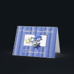 Happy Hanukkah Grandson Card<br><div class="desc">Hanukkah card for grandson with Stars of David on blue striped background.</div>