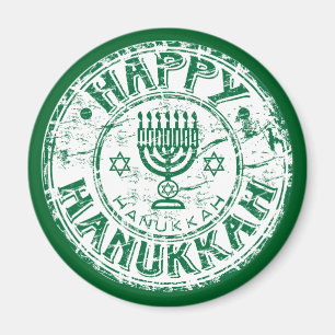 Happy Hanukkah Green Magnet