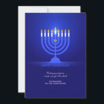 Happy Hanukkah Greeting Card<br><div class="desc">A beautiful Hanukkah greeting card with a royal blue background and a lit menorah. (Holiday Vectors by Vecteezy). The card is easy to customize with your wording, font, font colour, paper shape and choice of paper type. Not exactly what you're looking for? All our products can be custom designed to...</div>