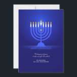 Happy Hanukkah Greeting Card<br><div class="desc">A beautiful Hanukkah greeting card with a royal blue background and a lit menorah. (Holiday Vectors by Vecteezy). The card is easy to customize with your wording, font, font colour, paper shape and choice of paper type. Not exactly what you're looking for? All our products can be custom designed to...</div>