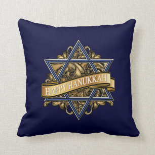 Happy Hanukkah Greeting Throw Pillow