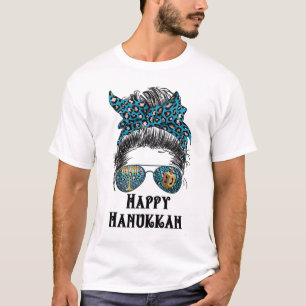 Happy Hanukkah Hair Bun Chanukah Pyjamas Women Mom T-Shirt