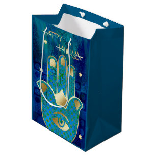 Happy Hanukkah. Hamsa Lucky Symbol  Medium Gift Bag