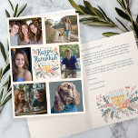 HAPPY HANUKKAH Hand-Drawn CUSTOM 6 PHOTO Folded Holiday Card<br><div class="desc">Hope you like this hand-drawn holiday design. Click "personalize" to edit and add your own photos and text to the front and inside. Delete or move artwork designs on the inside and back if you prefer. Also available as digital download to send via email or text message and save on...</div>