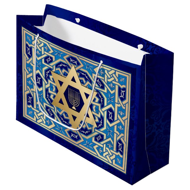 Happy Hanukkah / Happy Chanukah  Large Gift Bag (Front Angled)