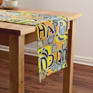 Happy Hanukkah Happy Long Table Runner