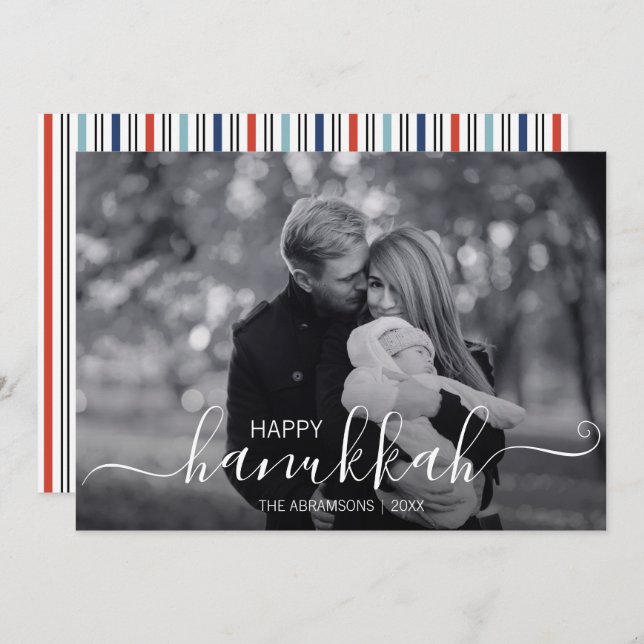 Happy Hanukkah Holiday Photo Card (Front/Back)