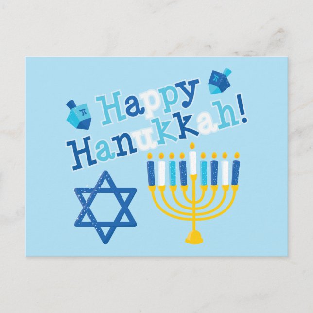 Happy Hanukkah Holiday Postcard (Front)