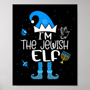 Happy Hanukkah I'm The Jewish Elf Family Christmas Poster