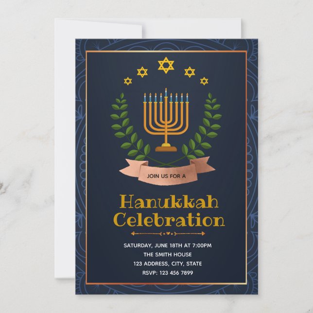 Happy hanukkah invitation card (Front)