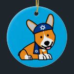 Happy Hanukkah Jewish Corgi Corgis Dog Puppy Ceramic Ornament<br><div class="desc">I love Hanukkah and Corgi dogs. Corgis are so cute with their short little legs.  That's why I made a Hanukkah Corgi. Thank you for looking at Happy Food designs! Berenice Limon ©. www.zazzle.com/kitteh03* for more designs!</div>