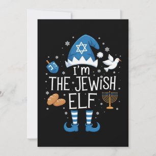 Happy Hanukkah Jewish Elf Family Group Christmas  Holiday Card