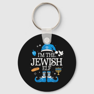 Happy Hanukkah Jewish Elf Family Group Christmas Keychain