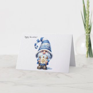 Happy Hanukkah Jewish Gnome with Star of David Holiday Card