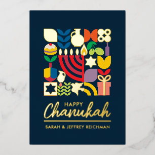 Happy Hanukkah Jewish Greeting Foil Holiday Card