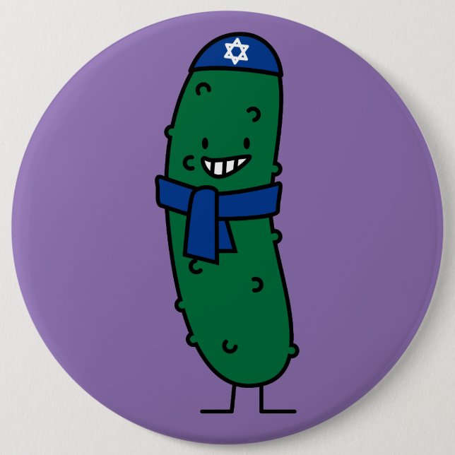 Happy Hanukkah Jewish Pickle Pickles 6 Inch Round Button (Front)