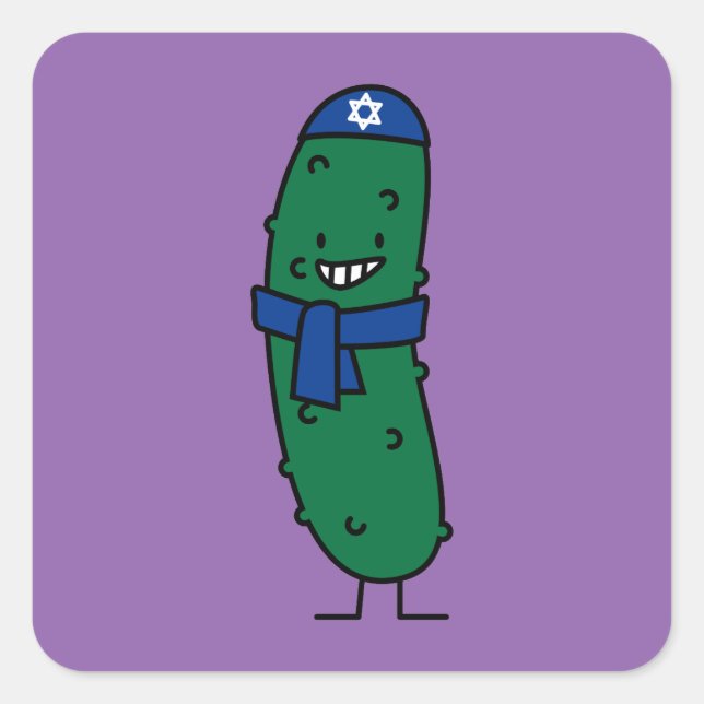 Happy Hanukkah Jewish Pickle Pickles Square Sticker (Front)