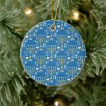 Happy Hanukkah Jewish Star Menorah Blue Chanukah Ceramic Ornament<br><div class="desc">Happy Hanukkah,  Chanukah,  Menorah,  festival of lights,  Jewish star,  blue ornament.</div>