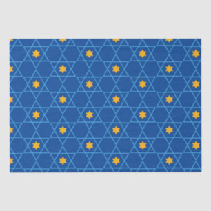 Happy Hanukkah Jewish Star of David Pattern Blue Tissue Paper