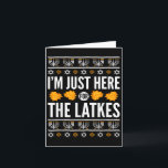 Happy Hanukkah Just Here For Latkes Hebrew Jewish  Card<br><div class="desc">Happy Hanukkah Just Here For Latkes Hebrew Jewish Holiday</div>