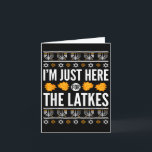 Happy Hanukkah Just Here For Latkes Hebrew Jewish Card<br><div class="desc">Happy Hanukkah Just Here For Latkes Hebrew Jewish Holiday</div>