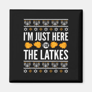 Happy Hanukkah Just Here For Latkes Hebrew Jewish Magnet