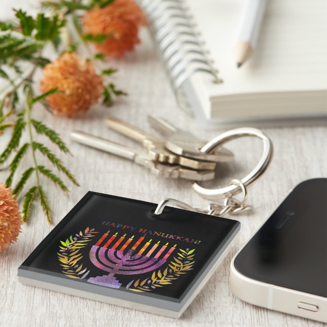 Happy Hanukkah Keychain (Front Right)