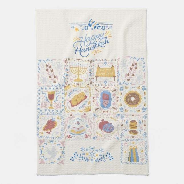 Happy Hanukkah  Kitchen Towel (Vertical)