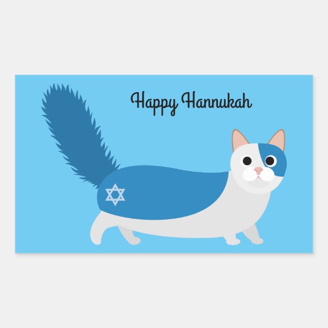 Happy Hanukkah Kitty Cat Sticker (Front)