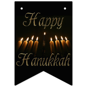 Happy Hanukkah Lamp Menorah Lights Candles Party Bunting Flags