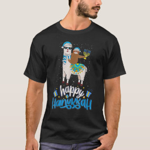 Happy Hanukkah Llamakah Llama Sloth Chanukah Jewis T-Shirt