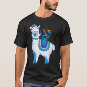 Happy Hanukkah Llamakkah Llama Menorah Alpaca Jewi T-Shirt