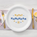 "Happy Hanukkah" Love and Light Paper Plate<br><div class="desc">Festive personalized Hanukkah design.</div>
