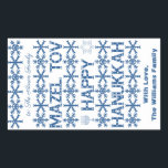 Happy Hanukkah Mazel Tov Star of David Menorah Sticker<br><div class="desc">Happy Hanukkah Mazel Tov Star of David Menorah Candles Snowflakes Pattern Blue and White Elegant Rectangle Gift Tag Stickers for Hanukkah Gifts and Warm Wishes Hebrew Festival of Light Jewish Holiday Season,  custom name</div>