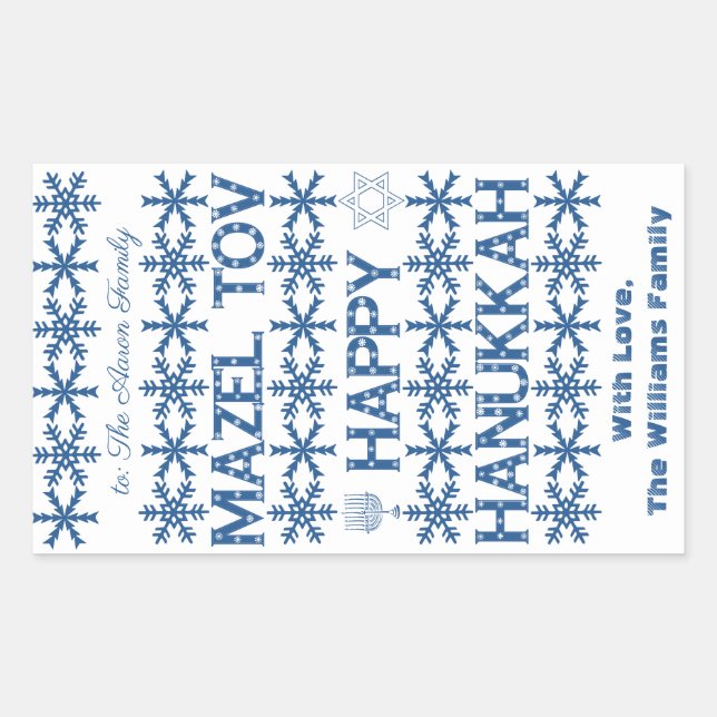 Happy Hanukkah Mazel Tov Star of David Menorah Sticker (Front)