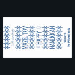 Happy Hanukkah Mazel Tov Star of David Menorah Sticker<br><div class="desc">Happy Hanukkah Mazel Tov Star of David Menorah Candles Snowflakes Pattern Blue and White Elegant Rectangle Gift Tag Stickers for Hanukkah Gifts and Warm Wishes Hebrew Festival of Light Jewish Holiday Season,  custom name</div>
