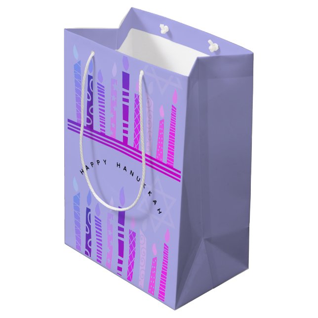 Happy Hanukkah Medium Gift Bag (Back Angled)