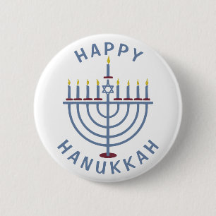 Happy Hanukkah Menorah 2 Inch Round Button