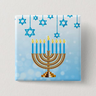Happy Hanukkah Menorah 2 Inch Square Button