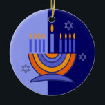 Happy Hanukkah. Menorah and Dreidels  Ceramic Ornament<br><div class="desc">Happy Hanukkah. Menorah and Dreidels Design Gift Ornaments. Matching cards and gifts available in the Jewish Holidays / Hanukkah Category of our store.</div>