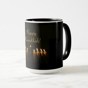 Happy Hanukkah Menorah Candles Elegant Mug