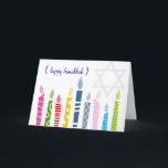Happy Hanukkah Menorah Candles Greeting Card<br><div class="desc">send a little whimsy this year... candles graphic by Roberto Giovannini (extended license purchased) -- © 2004-2013 MarloDee Designs www.marlodeedesigns.com :: All rights reserved. All necessary licenses have been purchased and are on file. Some graphics are by MarloDee Designs (unless otherwise stated in the listings). Images on this site are...</div>