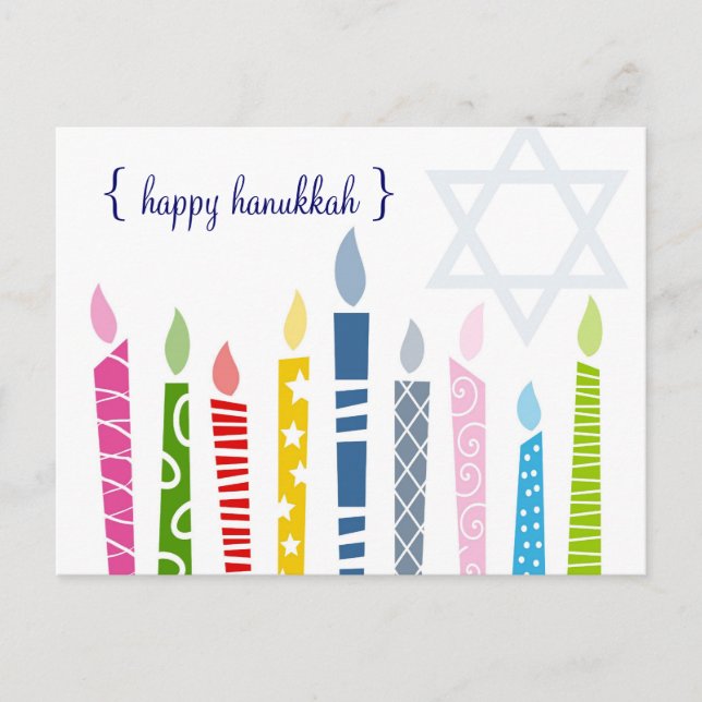 Happy Hanukkah Menorah Candles Postcards (Front)