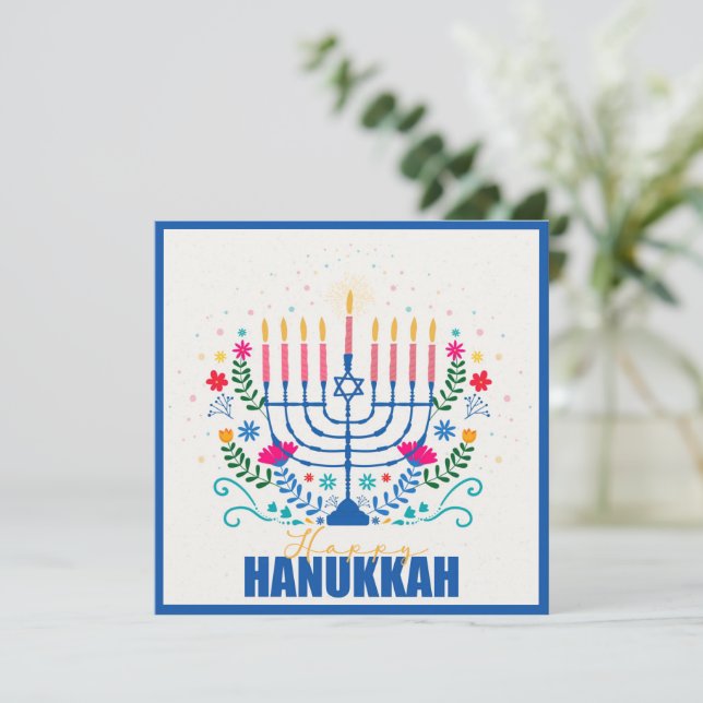 Happy Hanukkah Menorah Card (Standing Front)