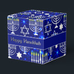 Happy Hanukkah Menorah Cube Favor Box<br><div class="desc">*Customize by adding text.</div>