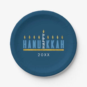 Happy Hanukkah Menorah Custom Paper Plate