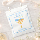 Happy Hanukkah Menorah Cute Custom Party Favour Bag<br><div class="desc">Cute custom Happy Hanukkah party favour bag for a Jewish family or a Chanukah party with a synagogue. Personalize with your own last name or group information in blue under the pretty gold menorah in blue script.</div>